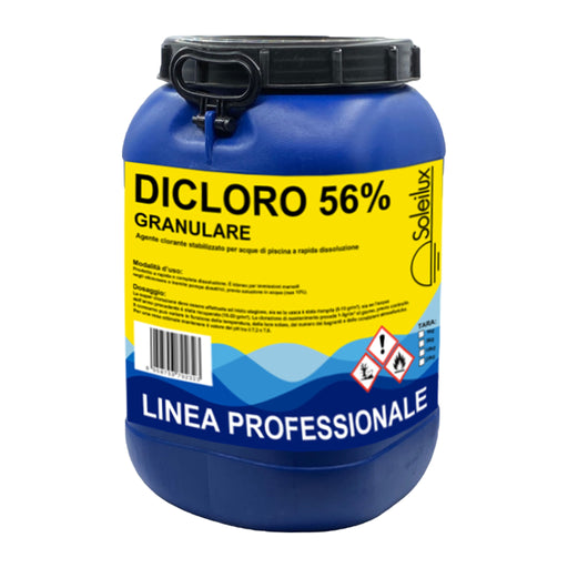 soleilux soleilux dicloro cloro granulare 56 rapido per piscina 25 kg dicloro stabilizzato a rapida dissoluzione per trattamento shock mantenimento iperclorazione pulizia ed igiene dellacqua di piscine ean 8058753792323