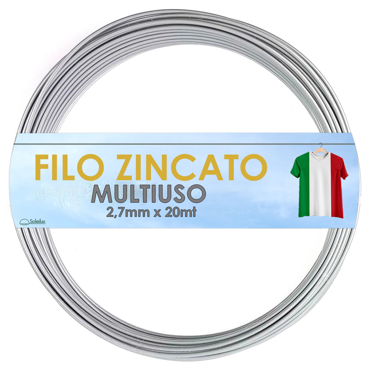 soleilux soleilux filo multiuso zincato 27mm x 20m resistente e antiruggine prodotto italiano ean 8058753794068