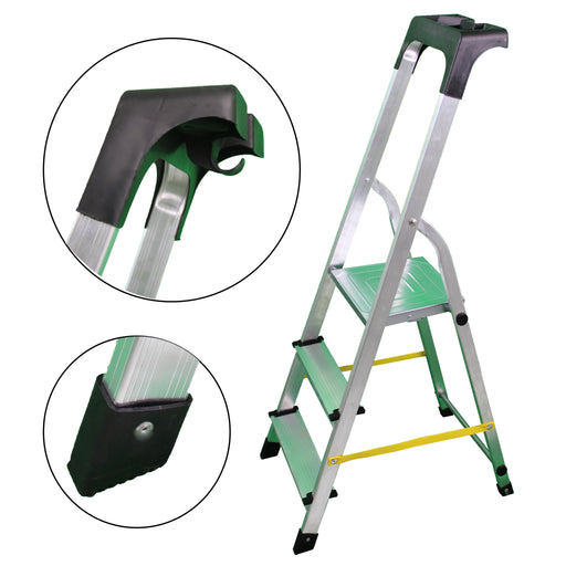soleilux soleilux scala in alluminio unica 3 gradini con portaoggetti portata certificata 150kg en131 tuv ean 8058753799469