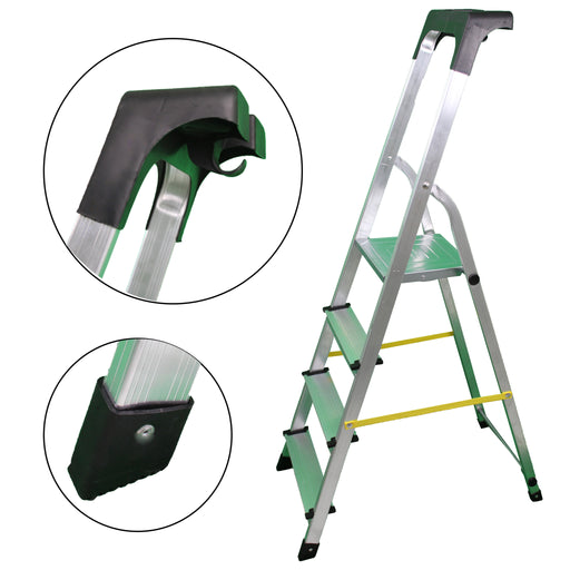 soleilux soleilux scala in alluminio unica 4 gradini con portaoggetti portata certificata 150kg en131 tuv ean 8058753796383