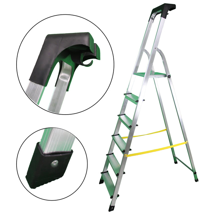 soleilux soleilux scala in alluminio unica 6 gradini con portaoggetti portata certificata 150kg en131 tuv ean 8058753791739