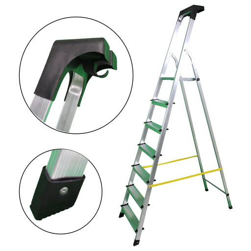 soleilux soleilux scala in alluminio unica 7 gradini con portaoggetti portata certificata 150kg en131 tuv ean 8058753798615