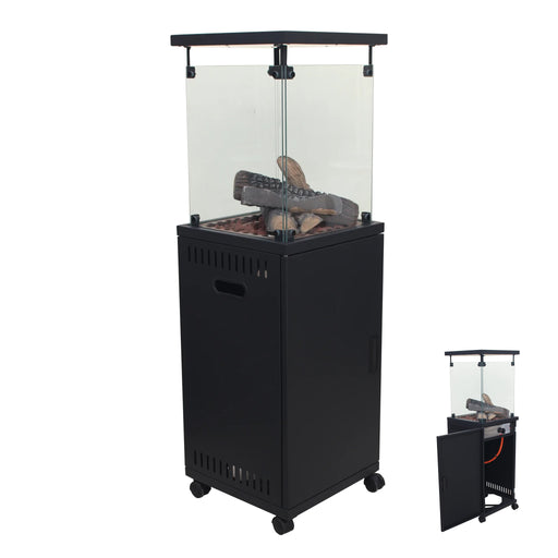 soleilux stufa patio a gas gpl 11 kw con accensione piezoelettrica e legnetti decorativi riscaldatore da esterno decorativo 42x42x h 140cm ideale per bar ristoranti strutture ean 8052780966351