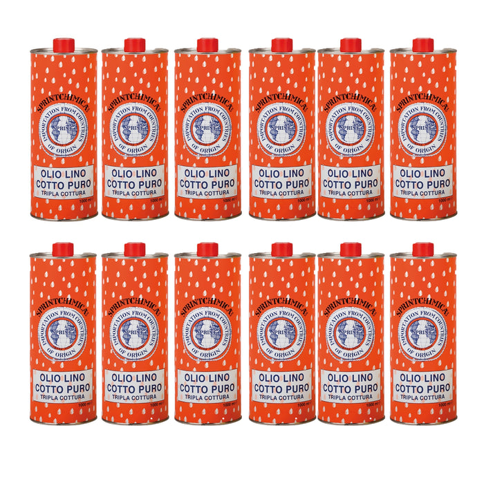 immagine-1-sprint-chimica-s-p-a-12x-olio-di-lino-cotto-puro-tripla-cottura-1000ml-sprintchimica-ean-8016742100412