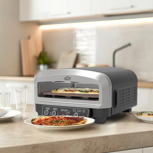 dcg forno pizza xxl professionale cuoce in 2 minuti scalda fino a 450 piano cottura in pietra refrattaria da 37x37 cm rimovibile 2200w ean 8052780965873