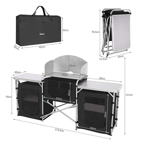 immagine-2-dreamwell-cucina-da-campeggio-pieghevole-in-alluminio-con-cucinotto-con-paravento-nero-2-vani-portaoggetti-in-tessuto-nero-1735-x-49-x-111-cm-ean-8054143011500