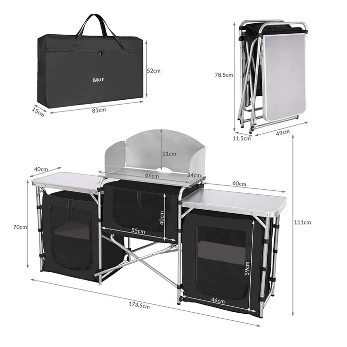immagine-2-dreamwell-cucina-da-campeggio-pieghevole-in-alluminio-con-cucinotto-con-paravento-nero-2-vani-portaoggetti-in-tessuto-nero-1735-x-49-x-111-cm-ean-8054143011500