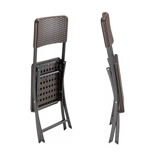 dreamwell set 2 sedie pieghevoli in polyrattan bianco da esterno salvaspazio giardino marrone ean 8054143005813
