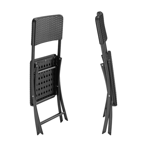 dreamwell set 2 sedie pieghevoli in polyrattan bianco da esterno salvaspazio giardino nero ean 8054143005806