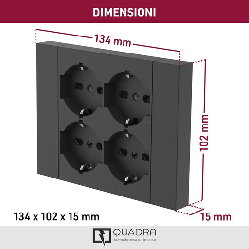 electraline 3pmark spa multipresa da incasso quadra 4 prese nera ean 8011439221159