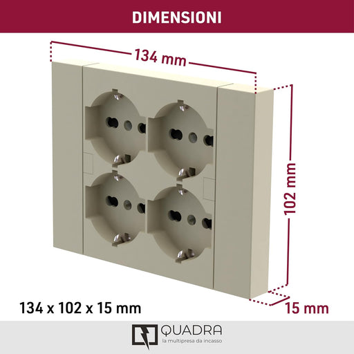 electraline 3pmark spa multipresa da incasso quadra 4 prese sabbia ean 8011439221258