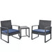 green island set 3 pezzi polyrattan per giardino con 2 poltrone 1 tavolo nero e cuscini blu bistrot ean 8054143038019