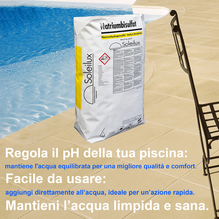 soleilux 4x25kg ph meno granulare rapido correttore per ridurre il valore di ph nella piscina rapida e completa dissoluzione senza residui per acqua sempre limpida e bilanciata effetto tampone ean 8058753794129
