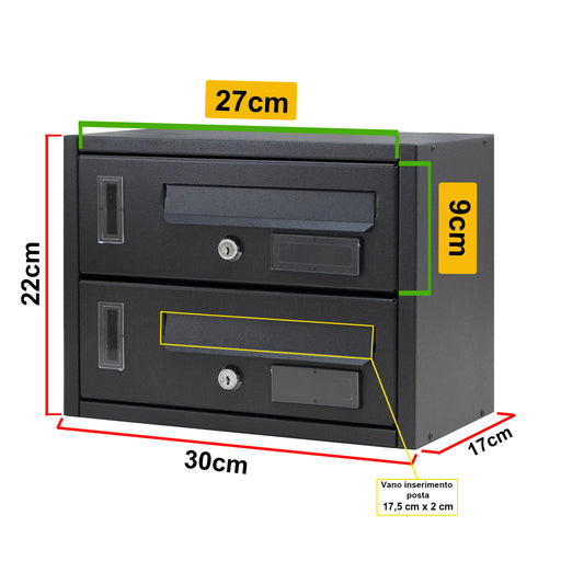 soleilux cassetta postale condominiale da muro buca lettere componibile made in italy 2 posti 30x17x22h ean 8058753795126