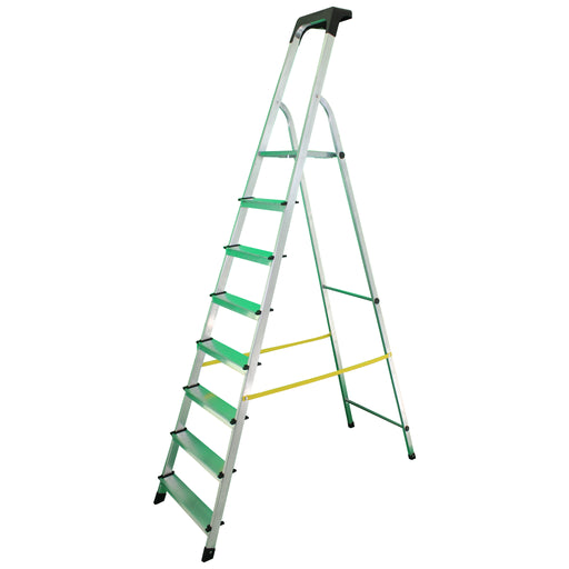 soleilux soleilux scala in alluminio unica 8 gradini con portaoggetti portata certificata 150kg en131 tuv ean 8058753793412