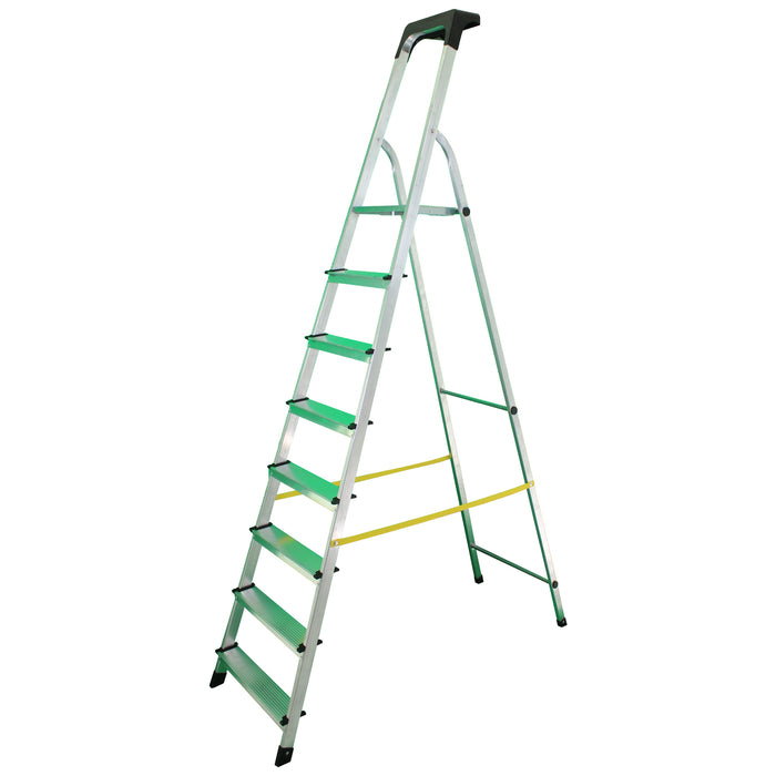 soleilux soleilux scala in alluminio unica 8 gradini con portaoggetti portata certificata 150kg en131 tuv ean 8058753793412