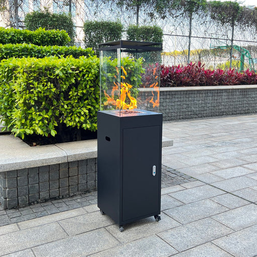 soleilux soleilux stufa patio a gas gpl 9 kw con accensione piezoelettrica riscaldatore da esterno decorativo 42x42x h 152cm ideale per bar ristoranti strutture ean 8058753794990