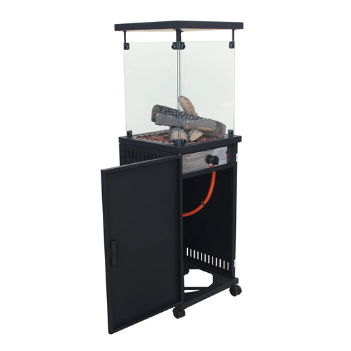 soleilux stufa patio a gas gpl 11 kw con accensione piezoelettrica e legnetti decorativi riscaldatore da esterno decorativo 42x42x h 140cm ideale per bar ristoranti strutture ean 8052780966351