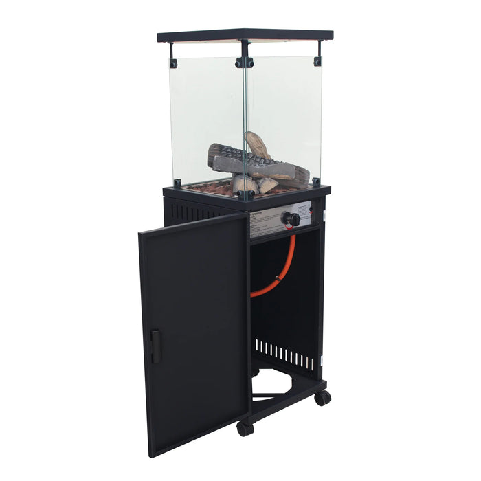 soleilux stufa patio a gas gpl 11 kw con accensione piezoelettrica e legnetti decorativi riscaldatore da esterno decorativo 42x42x h 140cm ideale per bar ristoranti strutture ean 8052780966351