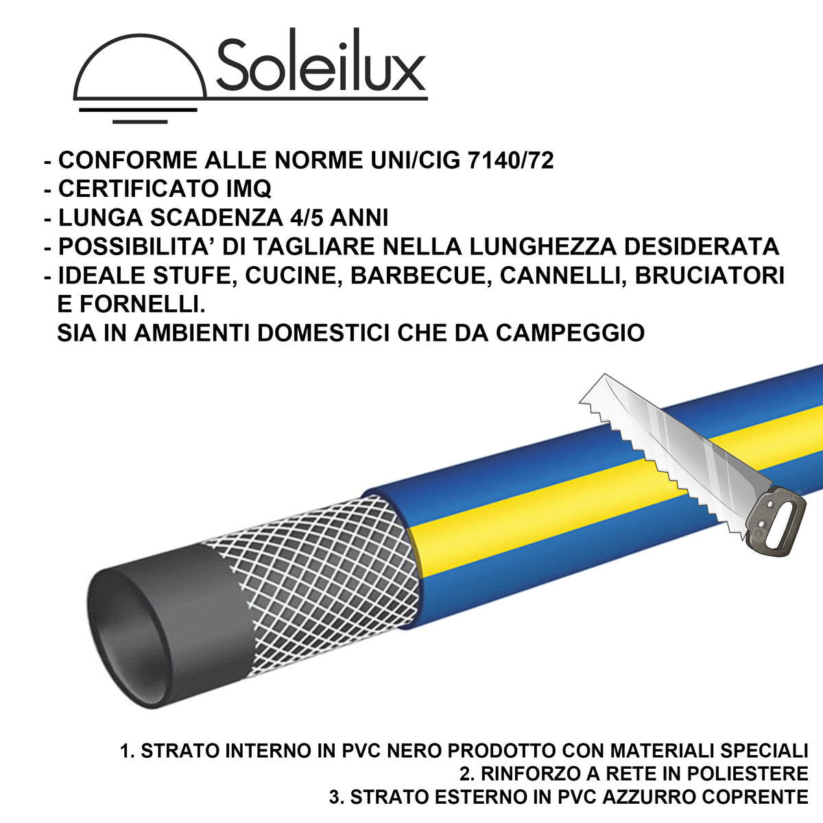 soleilux tubo per gas gpl universale 8 x 13mm 10 metri ean 8058753790015