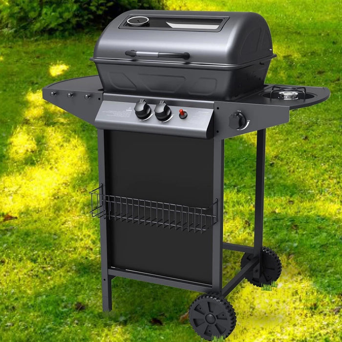 dreamwell barbecue a gas con pietra lavica 2 fuochi fornello piano laterali con griglia acciaio ean 8059221000841