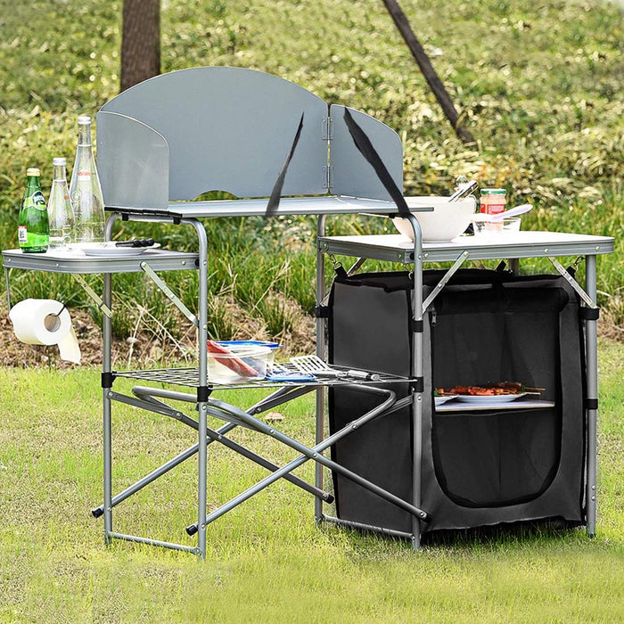 immagine-3-dreamwell-cucina-da-campeggio-pieghevole-in-alluminio-con-cucinotto-con-paravento-nero-compatto-estensione-ean-8054143011517