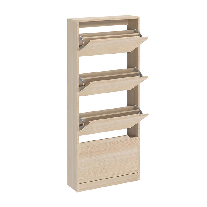 Scarpiera Verticale 4 Ante Doppia Profondità - In Legno Melaminico, Salvaspazio, Per Ingresso O Corridoio - Foto 9