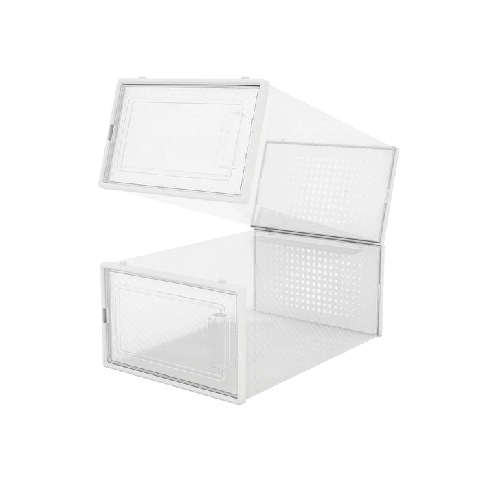 Scatole Per Scarpe Trasparenti - Set 4 - Impilabili Con Fori Aria - Bianche - Foto 2