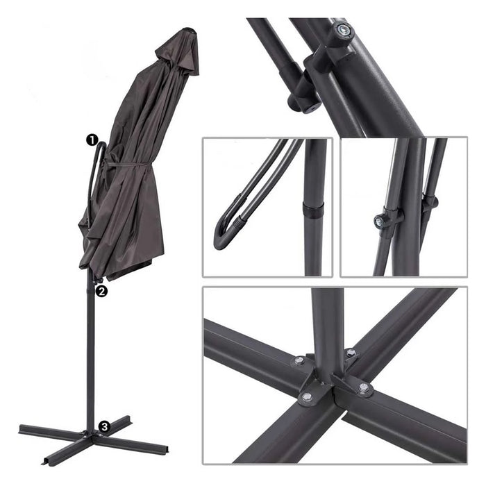 Foldable Metal Stand Holder Cross Frame Heavy Duty Parasol Base Umbrella Garden - Foto 4