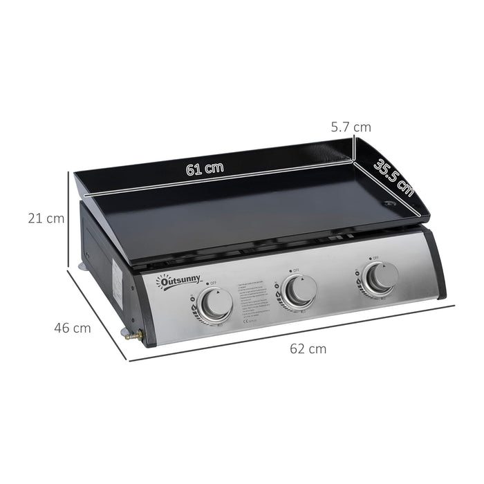 green island piastra barbecue a gas in acciaio smaltato con 3 bruciatori potenza 7 5 kw 3 zone di cottura e coperchio