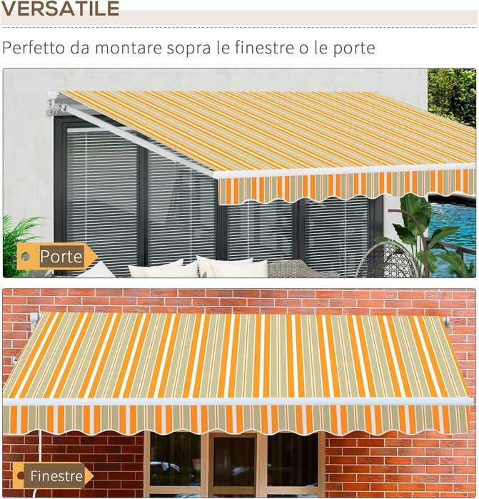 solarius tenda da sole da esterno a bracci avvolgibile 2 misure aranciocrema ean 8050055060063