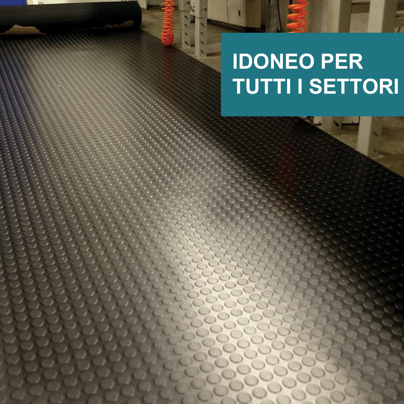 soleilux 1mt x 20mt pavimento antiscivolo bolflex bullonato copripavimento bollato in pvc 12mm nero ean 8058753798752