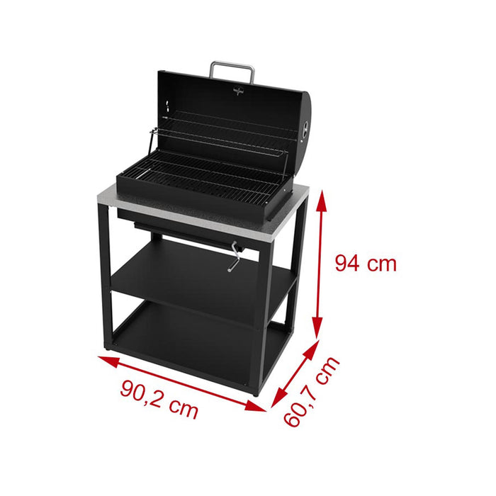 soleilux modulo barbecue a carbone con scaffale aperto l 90 x p 607 x h 90cm ean 8058753796581