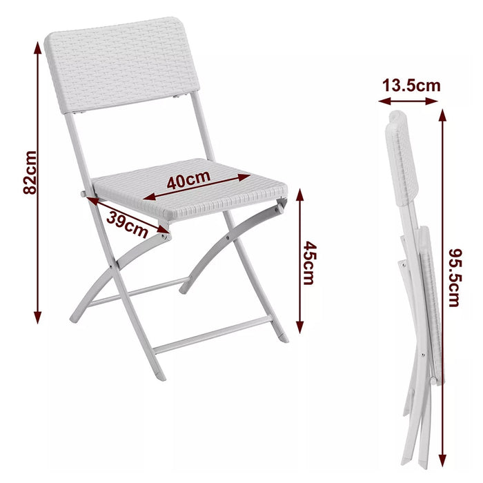 dreamwell set 2 sedie pieghevoli in polyrattan bianco da esterno salvaspazio giardino bianco ean 8054143039924
