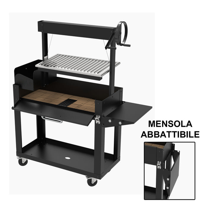 soleilux soleilux barbecue a legna o carbone con griglia regolabile a manovella struttura robusta con mensola ribaltabile e portalegna ean 8058753794754