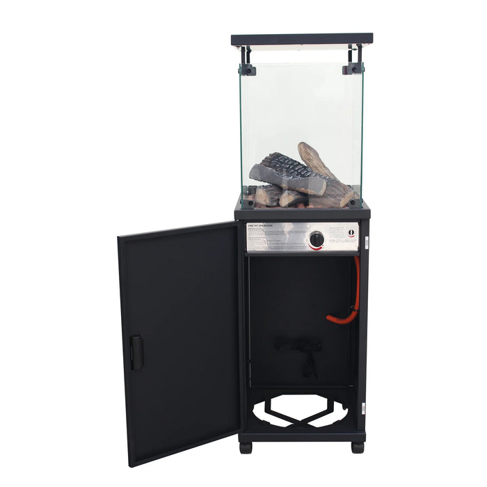 soleilux stufa patio a gas gpl 11 kw con accensione piezoelettrica e legnetti decorativi riscaldatore da esterno decorativo 42x42x h 140cm ideale per bar ristoranti strutture ean 8052780966351