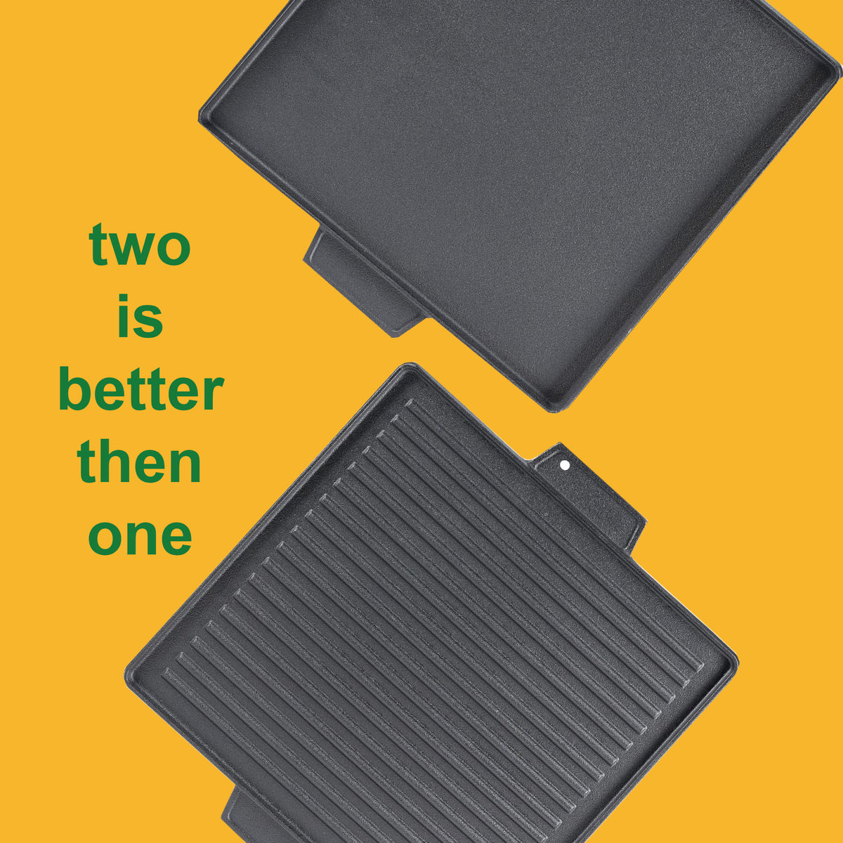 soleilux griglia bistecchiera 2 in 1 quadrata in ghisa universale antiaderente 40x40 cm liscia e rigata con 2 manici ean 8058753792224
