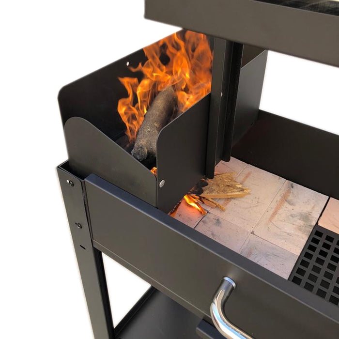 soleilux soleilux barbecue a legna o carbone con griglia regolabile a manovella struttura robusta con mensola ribaltabile e portalegna ean 8058753794754