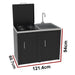 soleilux soleilux set cucina da esterno a gas 2 elementi con lavello rubinetto e tagliere incassato struttura in acciaio e piano in acciaio inox nero ean 8058753791418