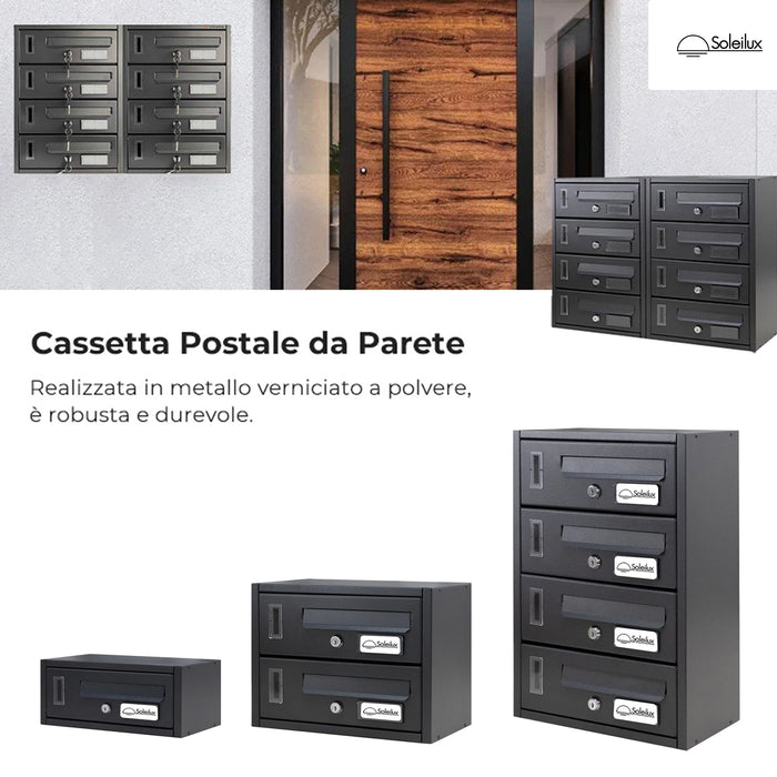 soleilux cassetta postale condominiale da muro buca lettere componibile made in italy 2 posti 30x17x22h ean 8058753795126