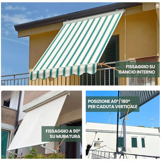 solarius tenda da sole a caduta con bracci regolabili grigio e verde disponibile in 3 misure ean 8014211142222