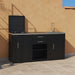 soleilux soleilux set cucina da esterno a gas 3 elementi con lavello rubinetto e tagliere con 2 cassetti estraibili struttura in acciaio e piano in acciaio inox nero ean 8058753798035