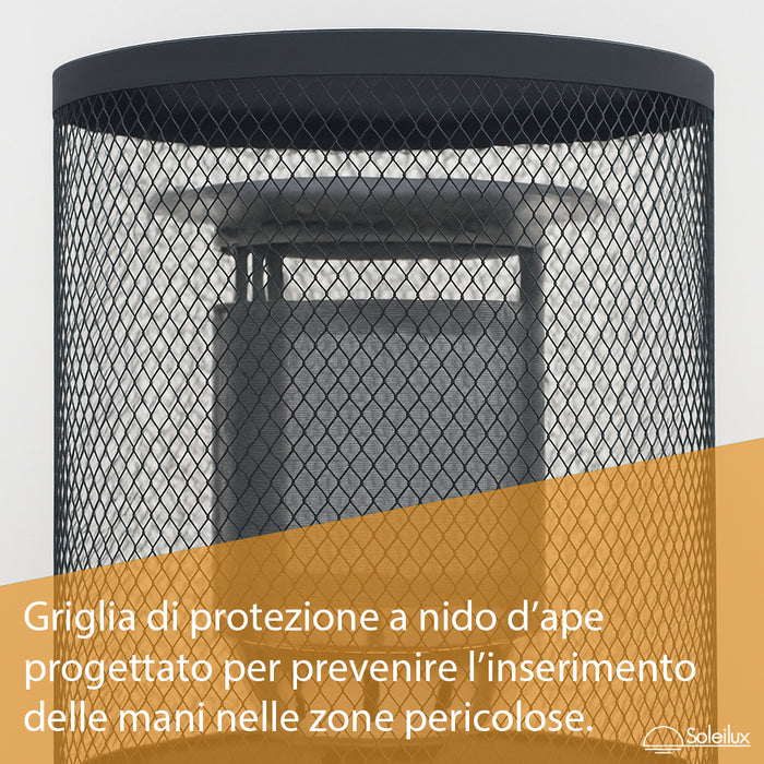 SOLEILUX Stufa Patio a Gas da Esterno, Riscaldatore Gpl Portatile con Ruote, Bruciatore Riscaldante Arredo, per Terrazzo Patio Giardino Locali Ristoranti Bar, In Acciaio Potenza 13 Kw - NERO