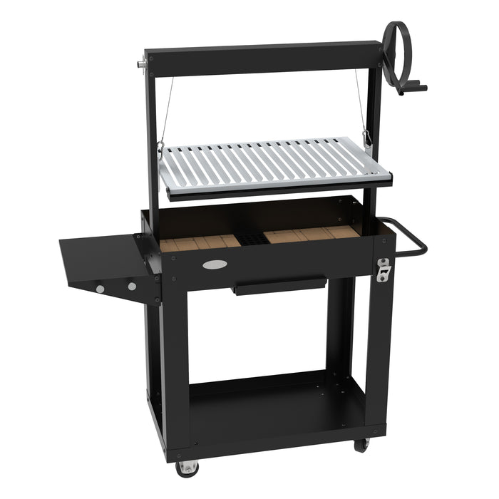 Barbecue a Legna o Carbone "SMR" con Griglia Regolabile a Manovella – Struttura Robusta con Mensola Ribaltabile e Portalegna