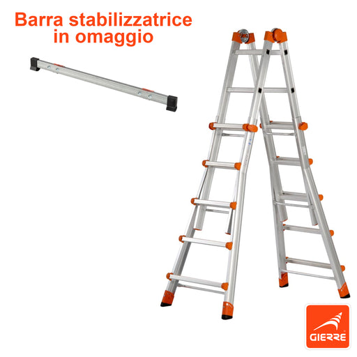immagine-1-gierre-scala-alluminio-telescopica-multifunzione-gradini-55-150kg-peppina-al040-141-482cm-barra-stabilizzatrice-in-omaggio-ean-8013186220409
