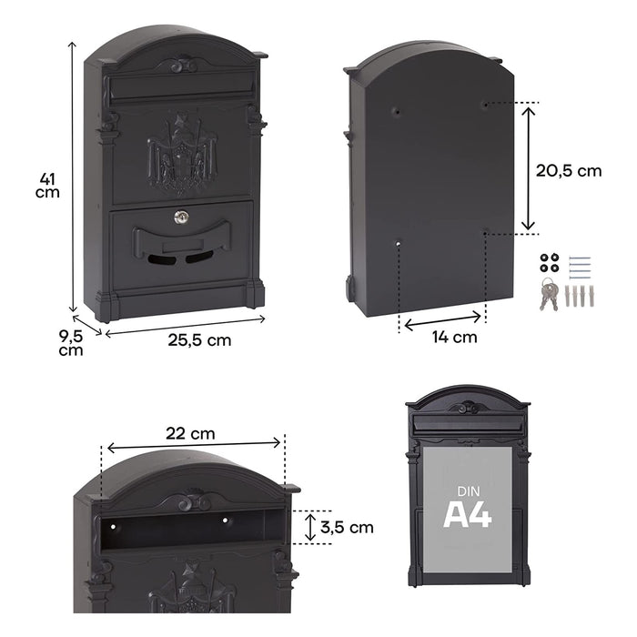 immagine-3-arregui-cassetta-postale-stile-classico-in-alluminio-nero-arregui-residencia-d-2151n-ean-8019635804107
