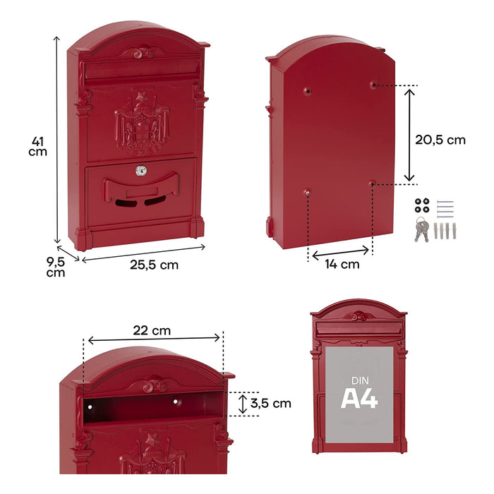immagine-3-arregui-cassetta-postale-stile-classico-in-alluminio-rosso-arregui-residencia-d-2151r-ean-8019635804114