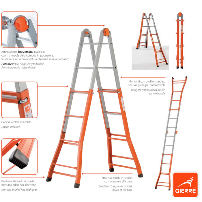immagine-7-gierre-scala-telescopica-multiuso-a-3-dimensioni-da-44-gradini-in-acciaio-115377cm-peppina-a0040-ean-8013186000407