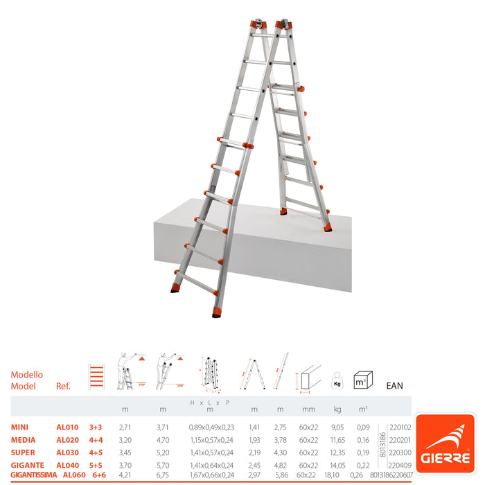 immagine-8-gierre-scala-alluminio-telescopica-multifunzione-gradini-44-150kg-peppina-al020-115-378cm-barra-stabilizzatrice-in-omaggio-ean-8013186220201