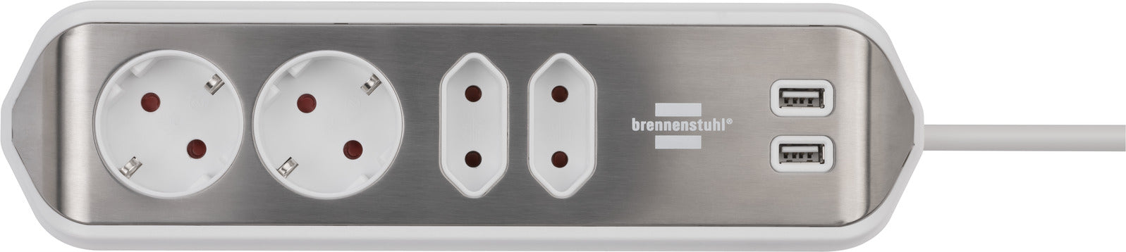 Multipresa Brennenstuhl 1153590420 4 Prese 2 USB-A Angolare Acciaio Plastica 2 M - Foto 4